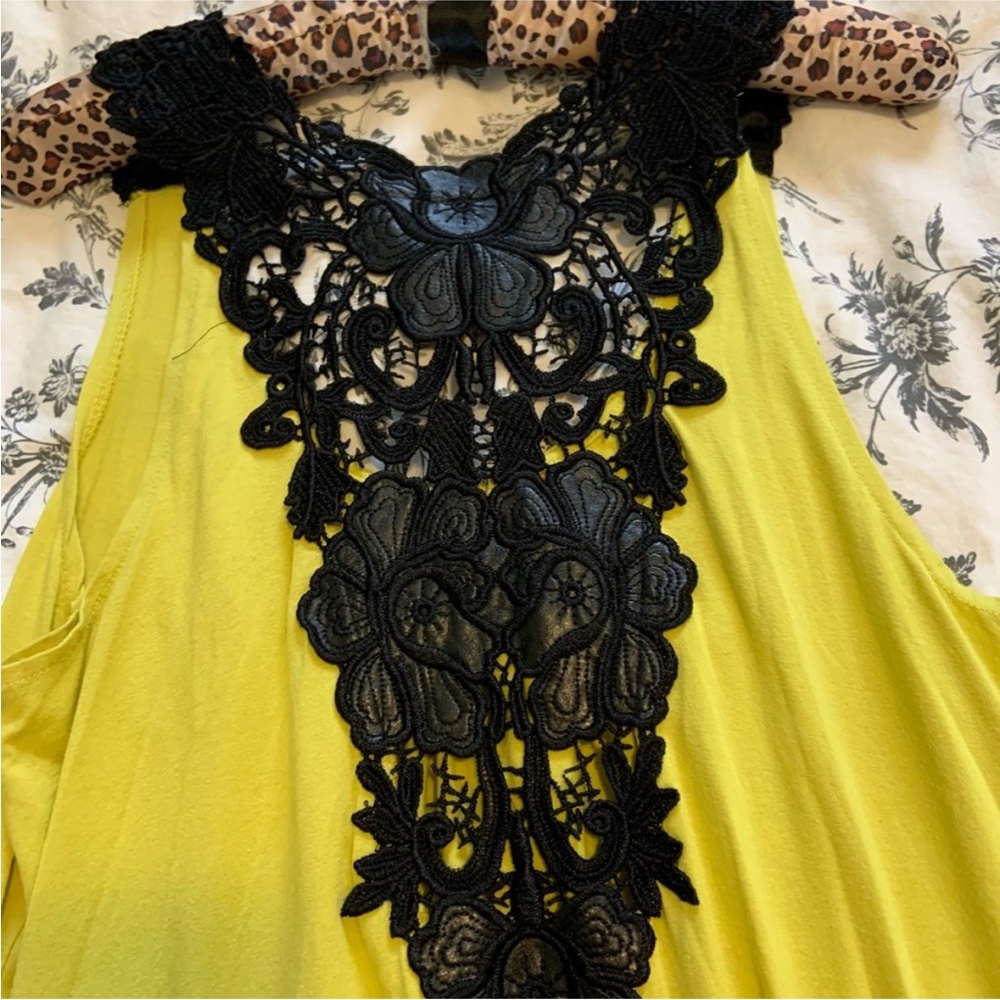 INC International Concepts Black Crochet Trim tunic Dress